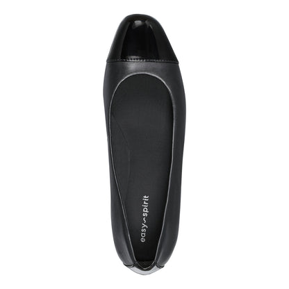 Easy Spirit Gracey Wedge Heels - Black Leather/Patent