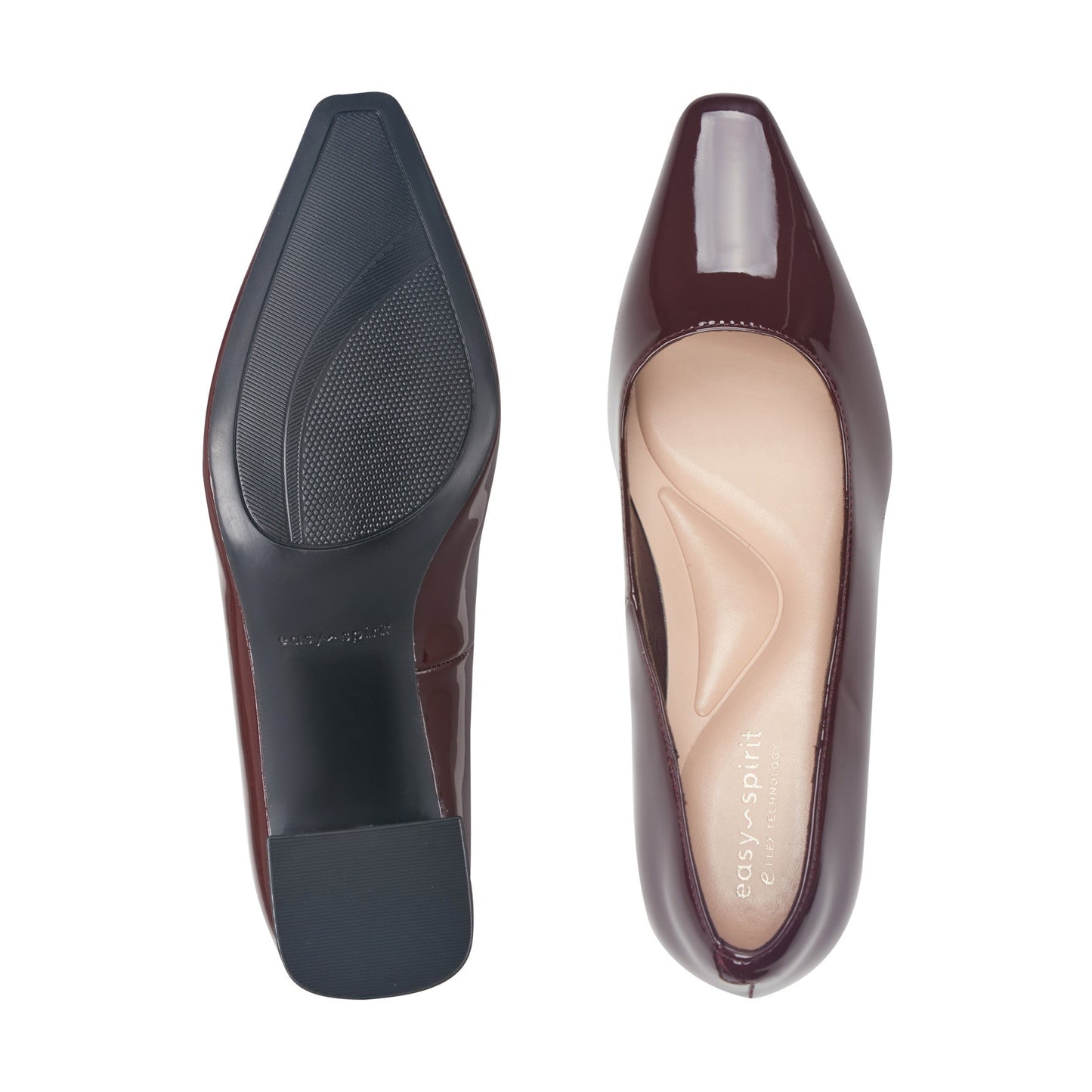 Easy Spirit Dorian Block Heel Pumps - Dark Red Patent