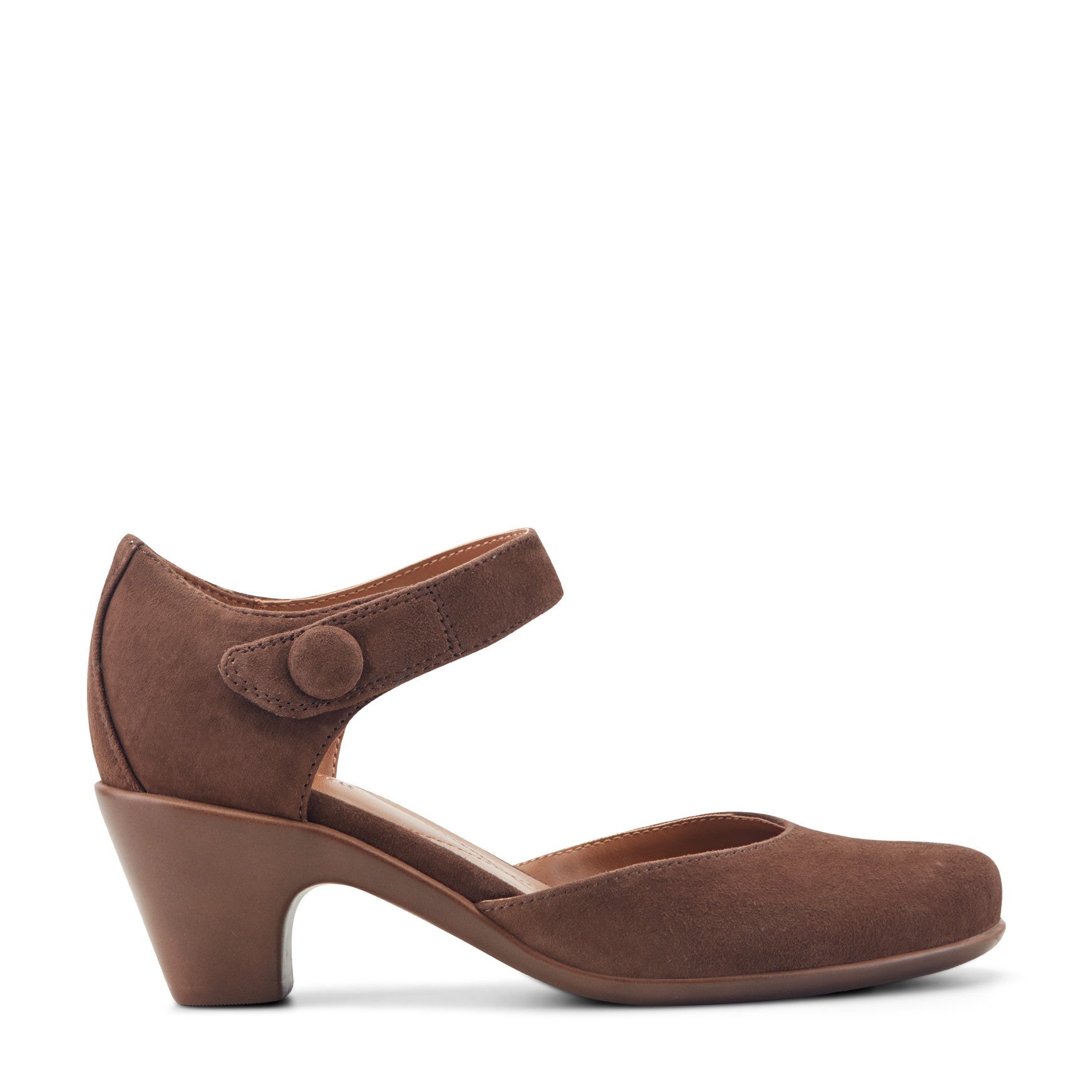 Easy Spirit Clarice Mary Jane Heels - Dark Brown Suede