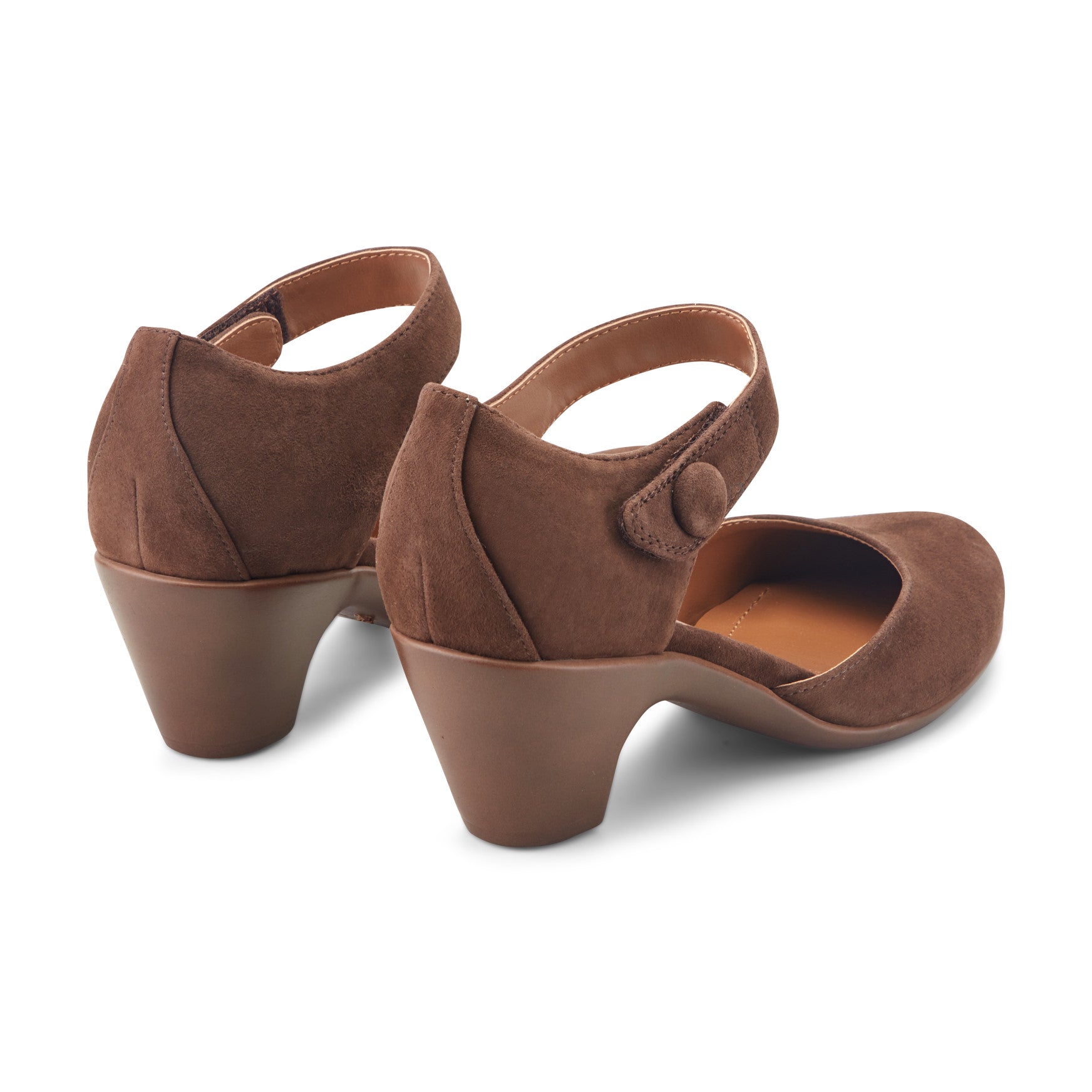 Easy Spirit Clarice Mary Jane Heels - Dark Brown Suede