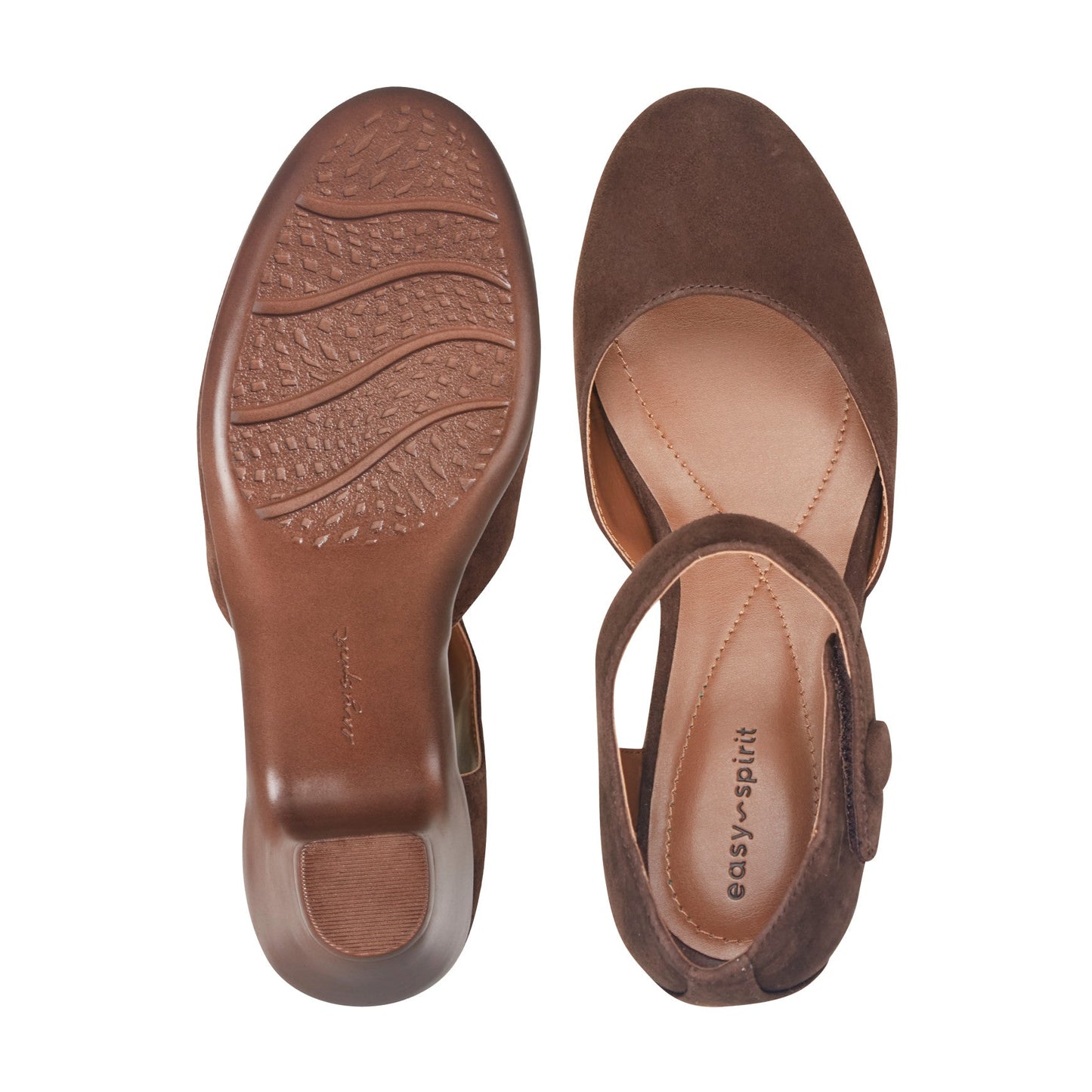 Easy Spirit Clarice Mary Jane Heels - Dark Brown Suede