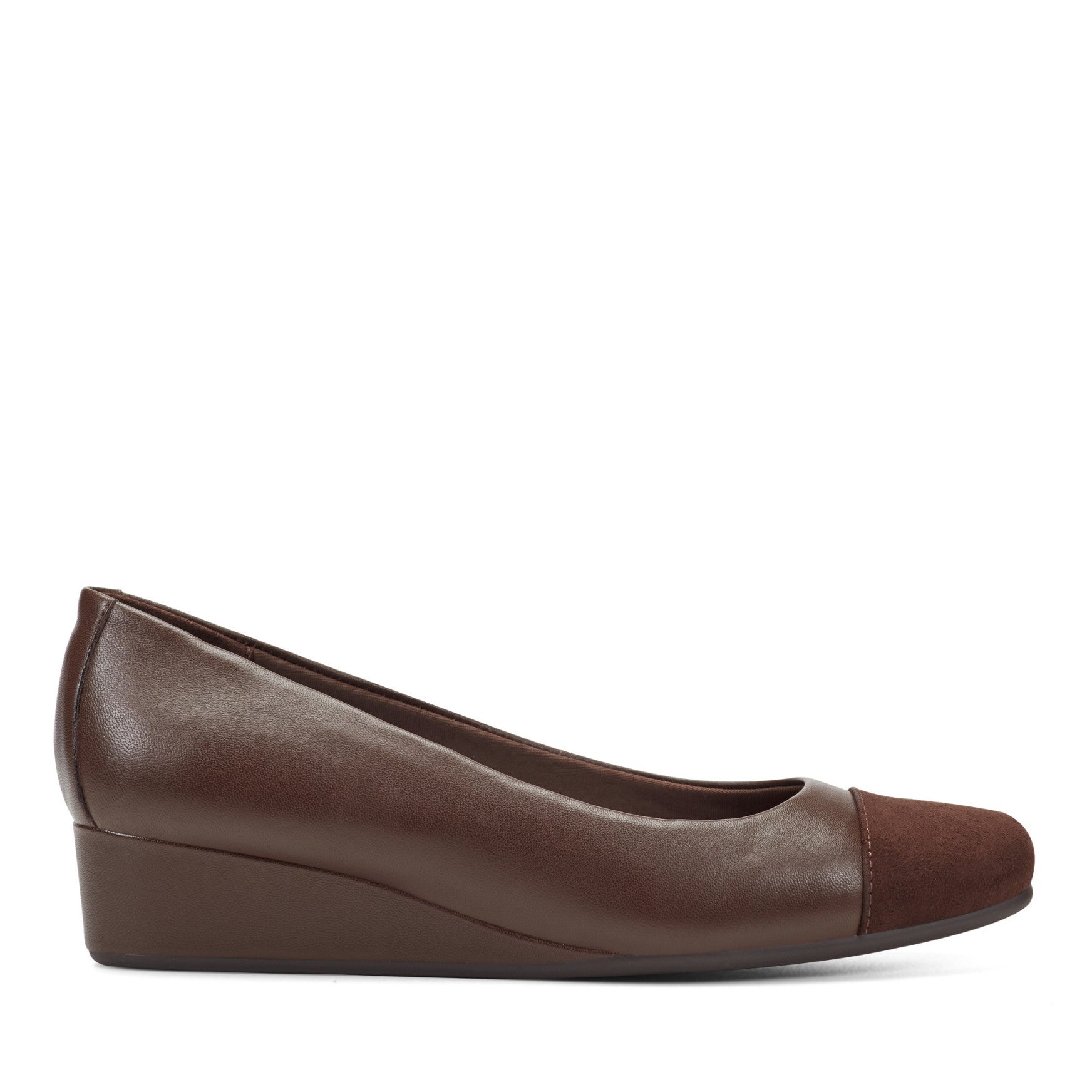 Easy Spirit Gracey Wedge Heels - Brown Leather/Brown