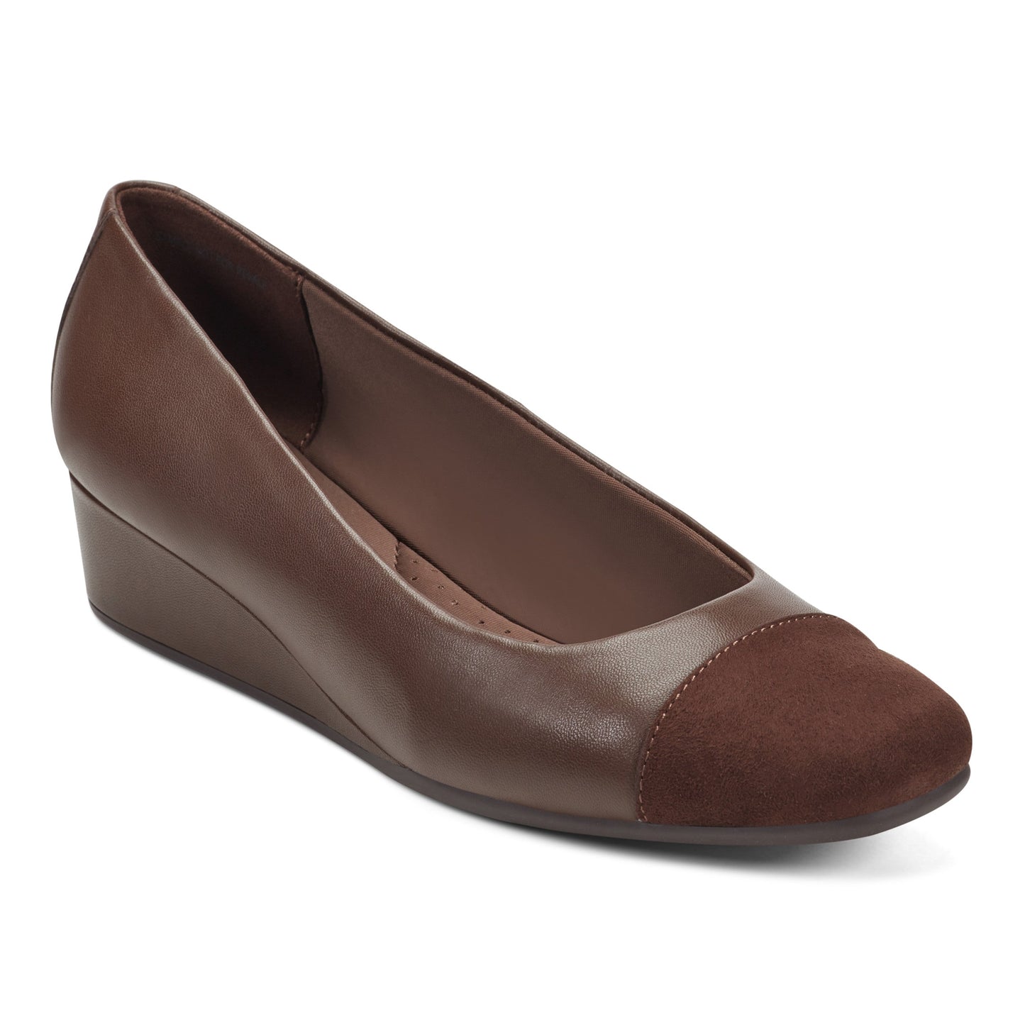 Easy Spirit Gracey Wedge Heels - Brown Leather/Brown