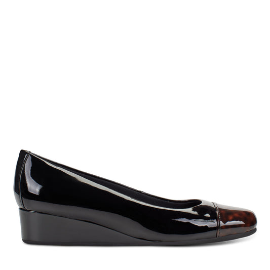Easy Spirit Gracey Wedge Heels - Black/Tortoise