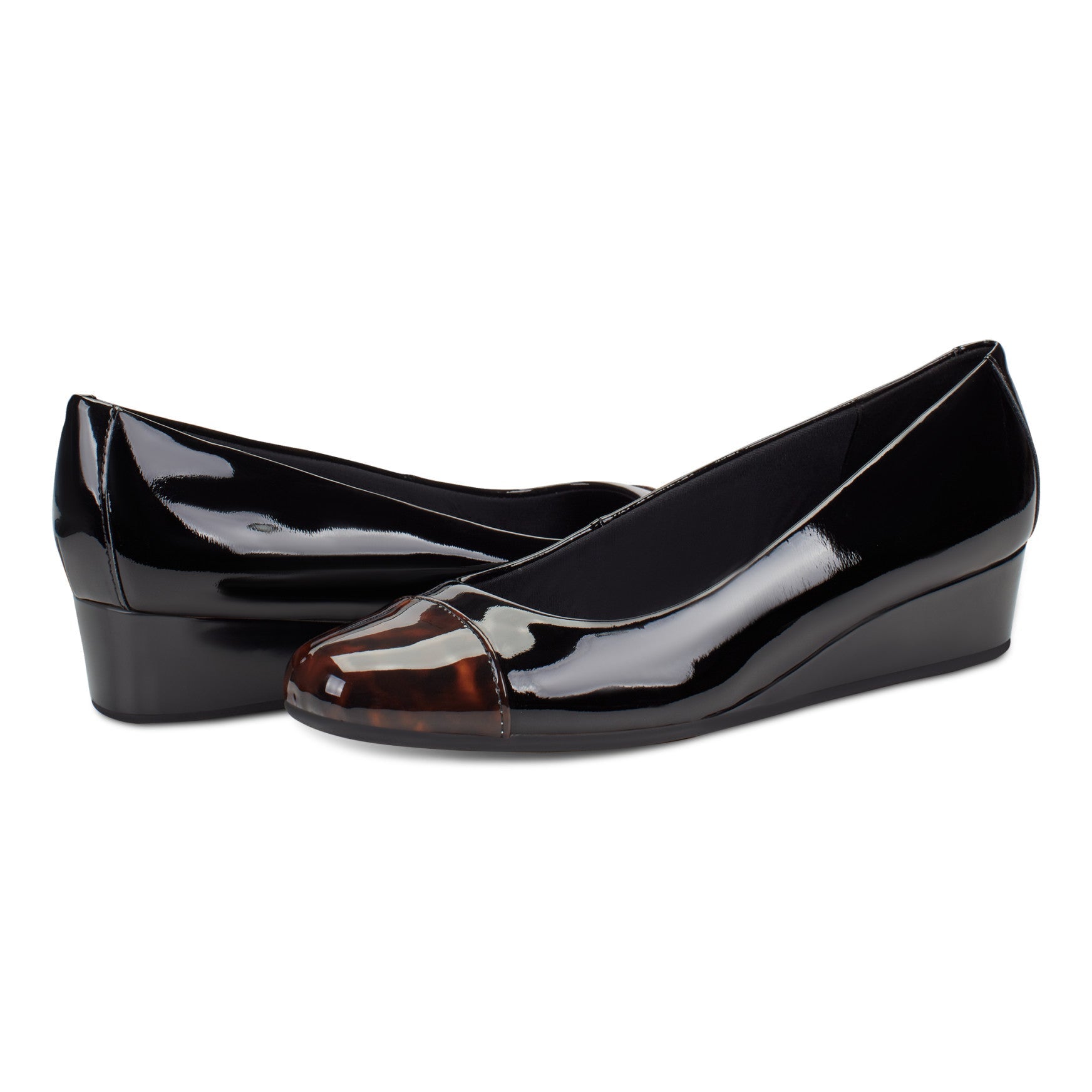 Easy Spirit Gracey Wedge Heels - Black/Tortoise