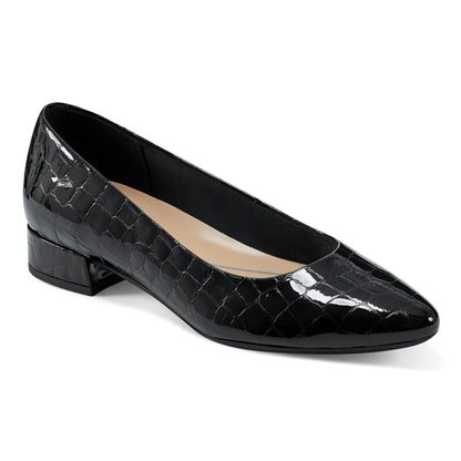 Easy Spirit Caldise Low Heel Dress Shoes - Black Croco Patent