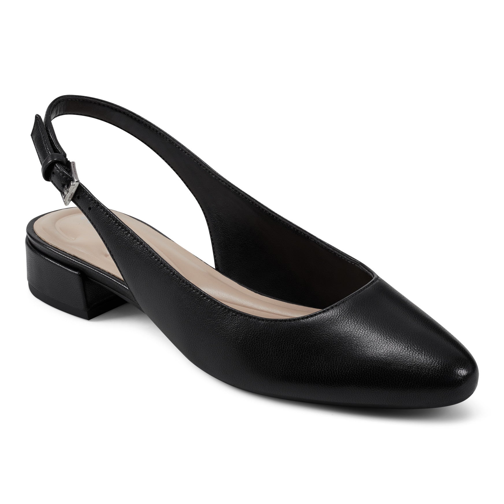 Easy Spirit Cassius Slingback Pumps - Black Leather