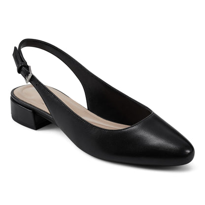 Easy Spirit Cassius Slingback Pumps - Black Leather