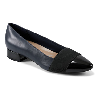 Easy Spirit Casta Cap Toe Dress Pumps - Navy Leather