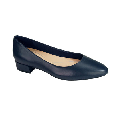 Easy Spirit Caldise Leather Low Heel Dress Shoes - Navy Leather