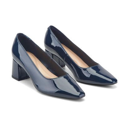 Easy Spirit Dorian Block Heel Pumps - Navy Patent