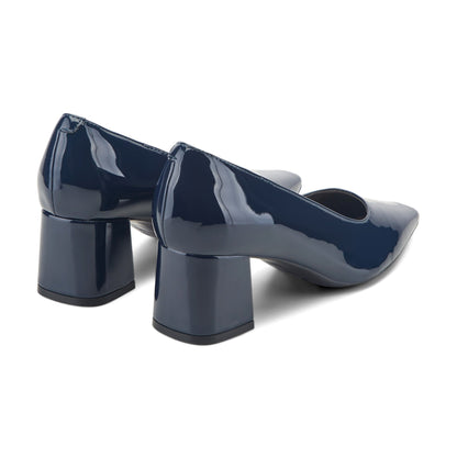 Easy Spirit Dorian Block Heel Pumps - Navy Patent