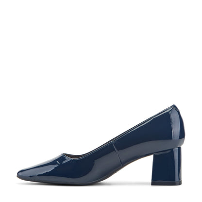 Easy Spirit Dorian Block Heel Pumps - Navy Patent