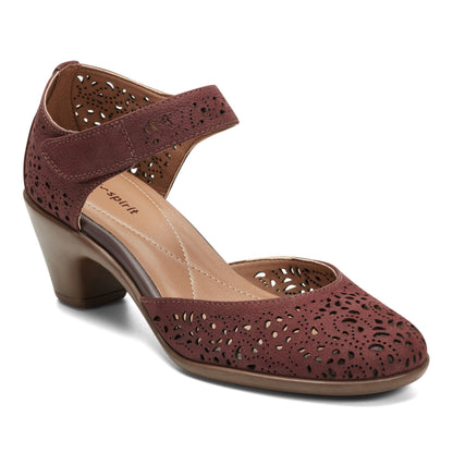 Easy Spirit Cindie Mary Jane Heels - Red Leather