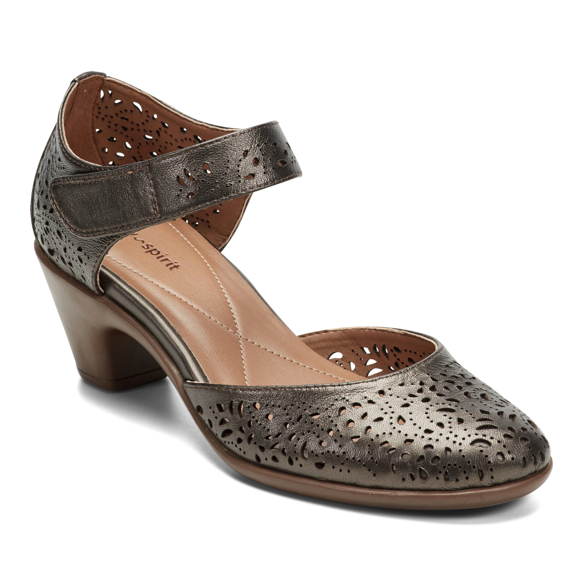 Easy Spirit Cindie Mary Jane Heels - Pewter Leather