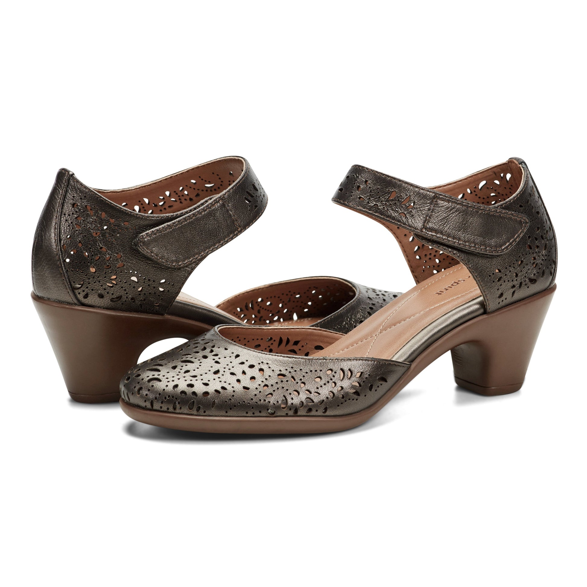 Easy Spirit Cindie Mary Jane Heels - Pewter Leather