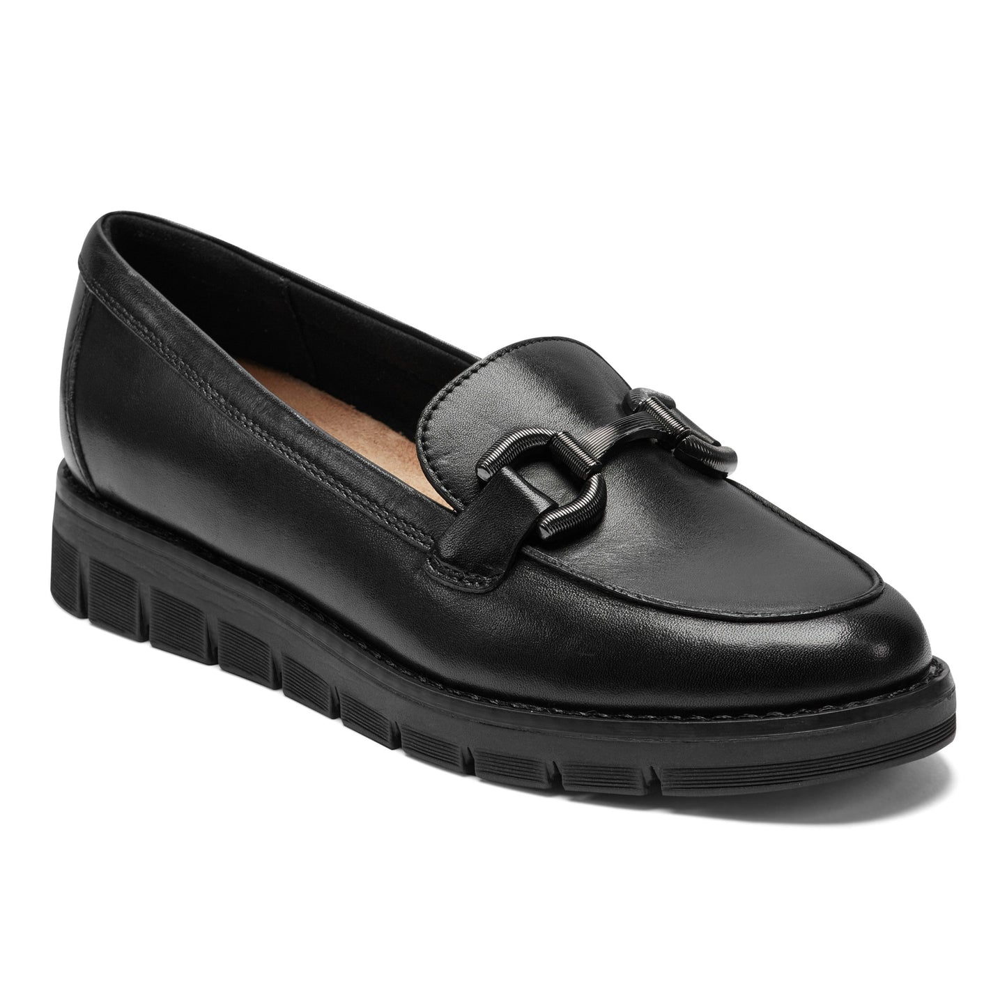 Easy Spirit Vivy Tailored Loafers - Black Leather