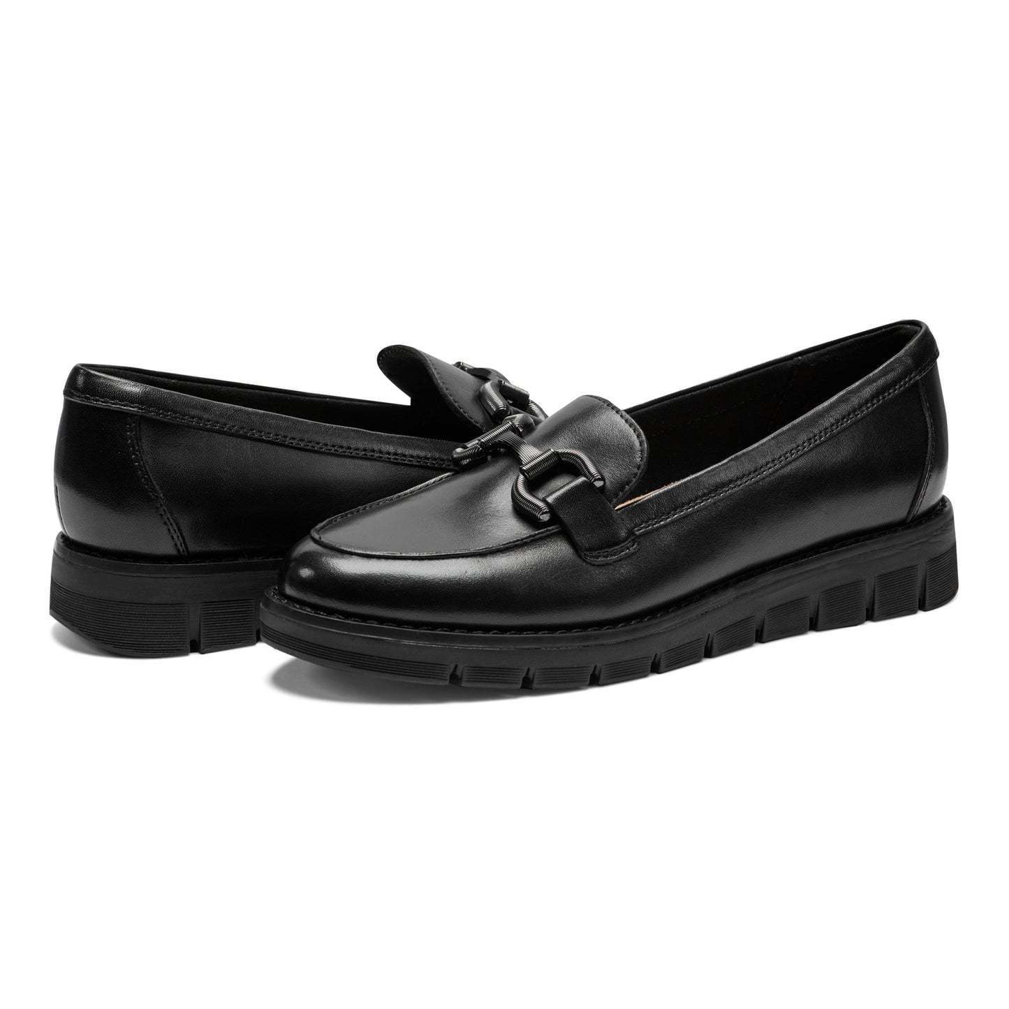 Easy Spirit Vivy Tailored Loafers - Black Leather