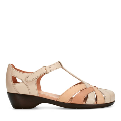 Easy Spirit Darlyn T-Strap Heels - Ivory Leather Multi