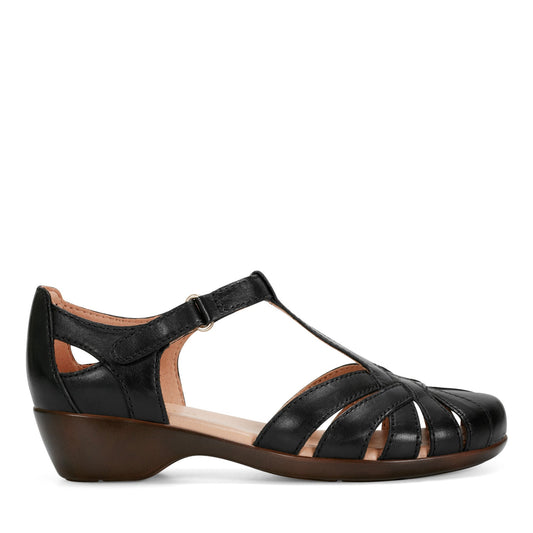 Easy Spirit Darlyn T-Strap Heels - Black Leather
