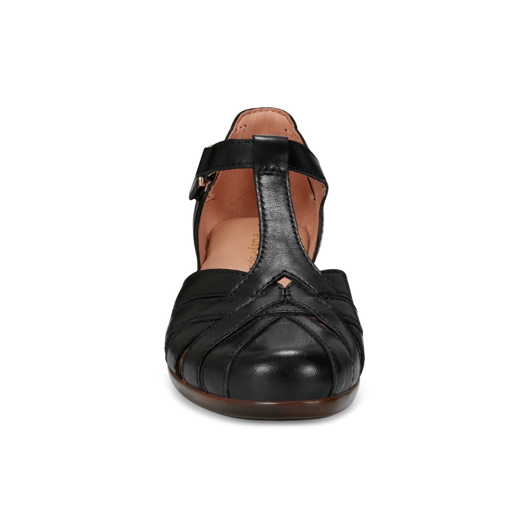 Easy Spirit Darlyn T-Strap Heels - Black Leather