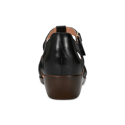Easy Spirit Darlyn T-Strap Heels - Black Leather