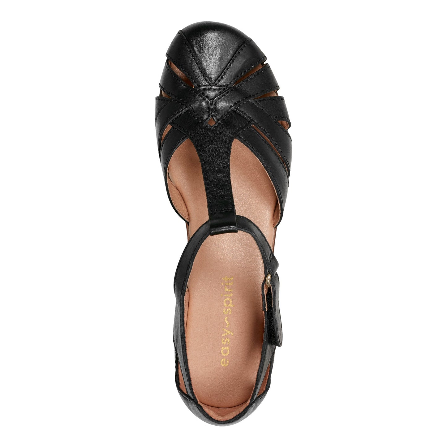Easy Spirit Darlyn T-Strap Heels - Black Leather