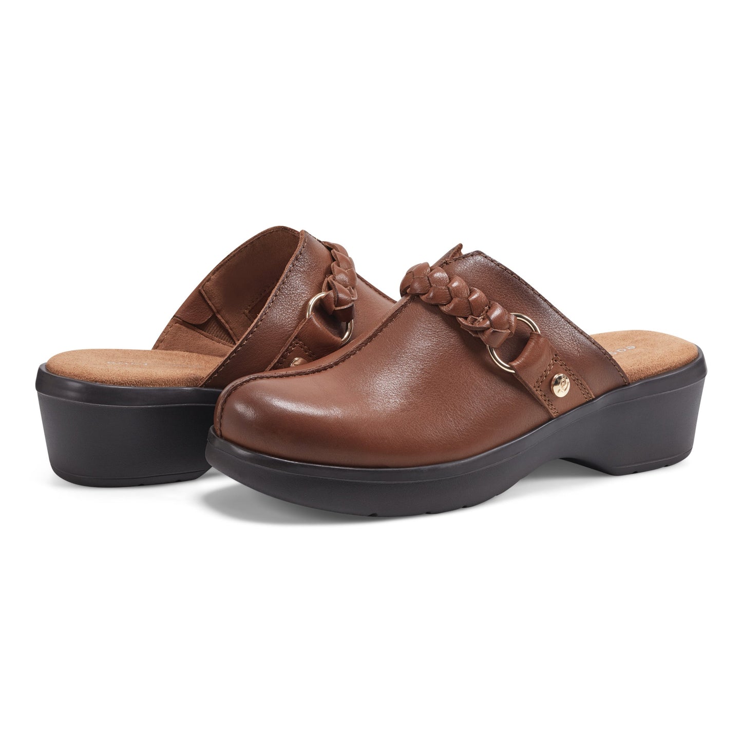 Easy Spirit Penelope Casual Clogs - Brown Leather