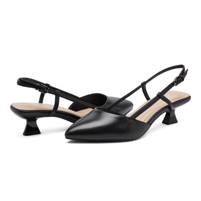 Easy Spirit Havana Slingback Pumps - Black Leather