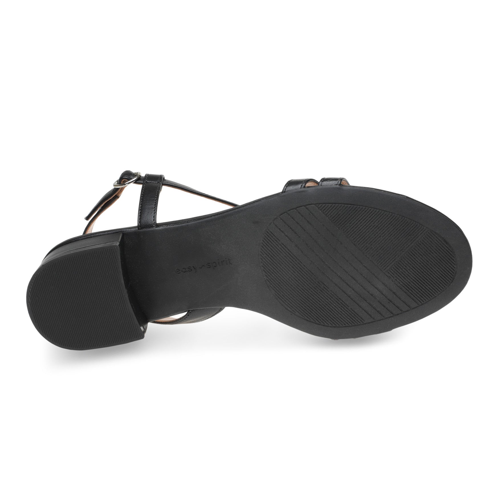 Easy Spirit Glenni Block Heel Sandals - Black Leather