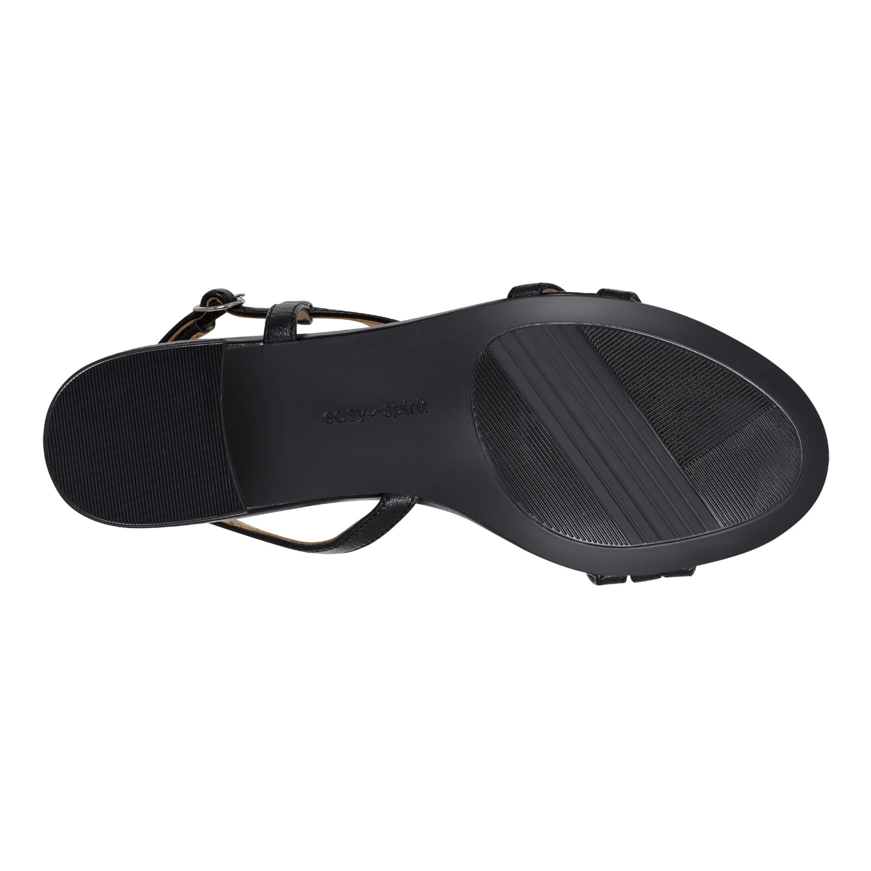 Easy Spirit Glenni Block Heel Sandals - Black Leather