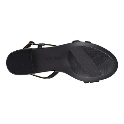 Easy Spirit Glenni Block Heel Sandals - Black Leather