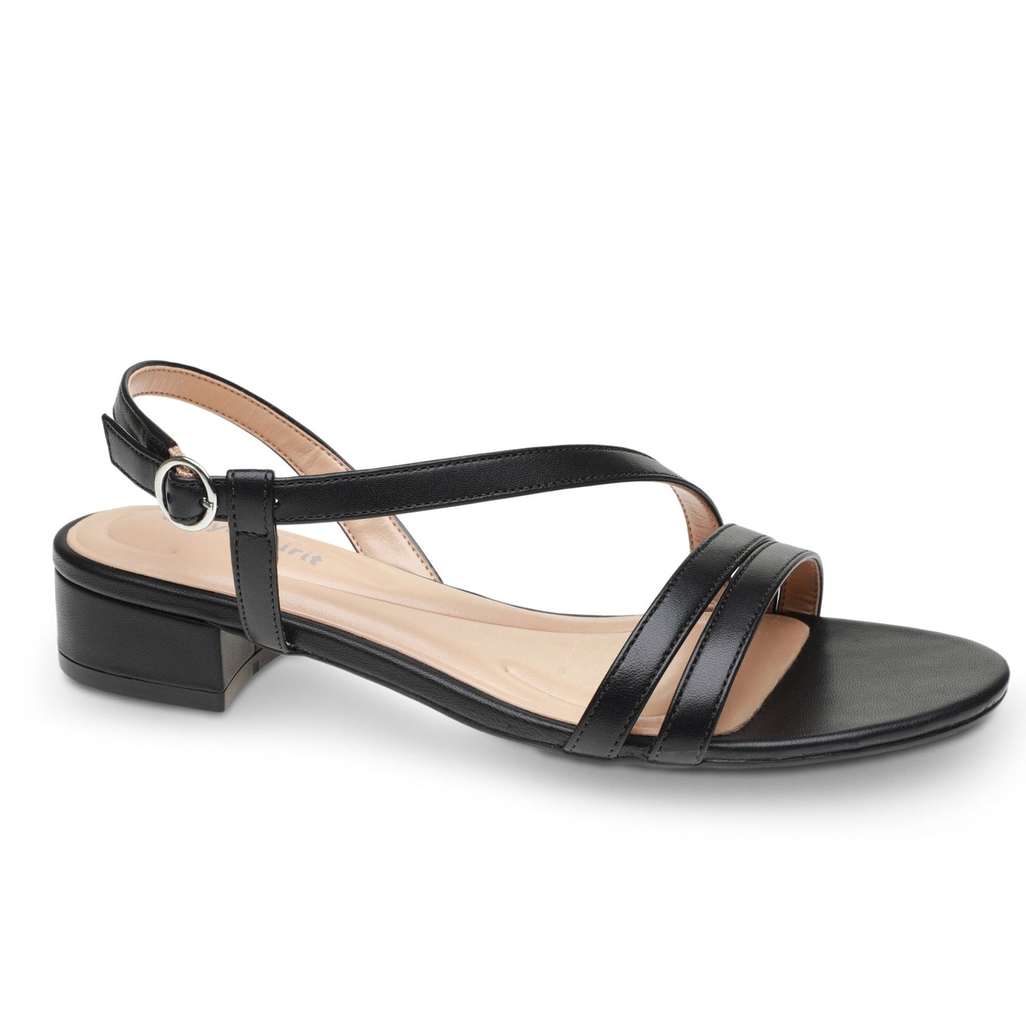 Easy Spirit Glenni Block Heel Sandals - Black Leather