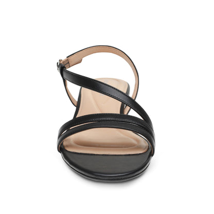 Easy Spirit Glenni Block Heel Sandals - Black Leather