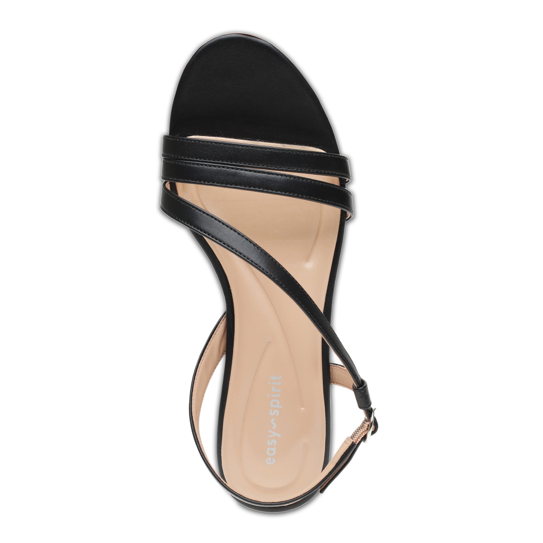 Easy Spirit Glenni Block Heel Sandals - Black Leather