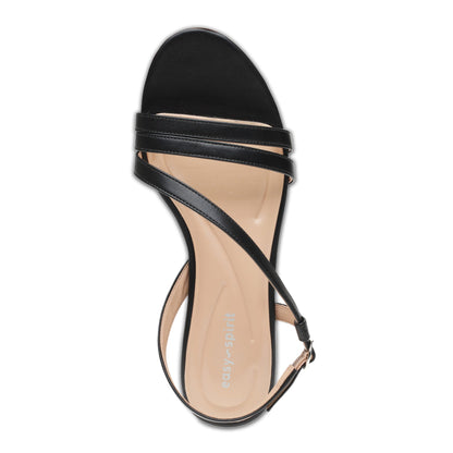 Easy Spirit Glenni Block Heel Sandals - Black Leather