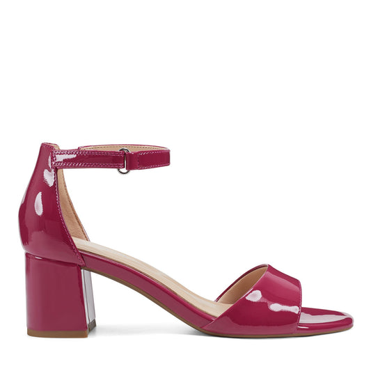 Easy Spirit Daven Ankle Strap Heeled Sandals - Pink Patent Leather