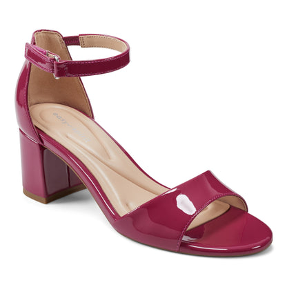Easy Spirit Daven Ankle Strap Heeled Sandals - Pink Patent Leather