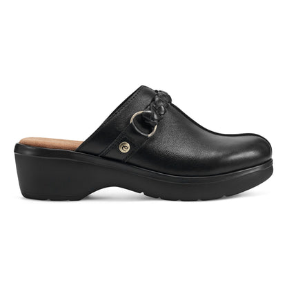 Easy Spirit Penelope Casual Clogs - Black Leather