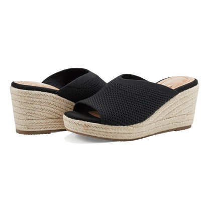 Easy Spirit Jalen Espadrille Wedge Sandals - Black