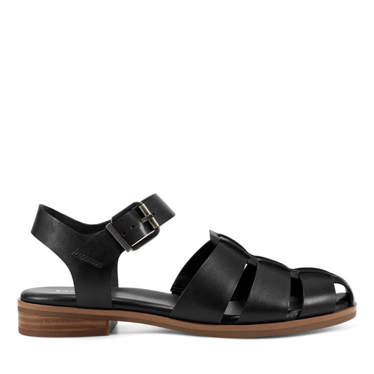 Easy Spirit Gretty Fisherman Sandals - Black Leather