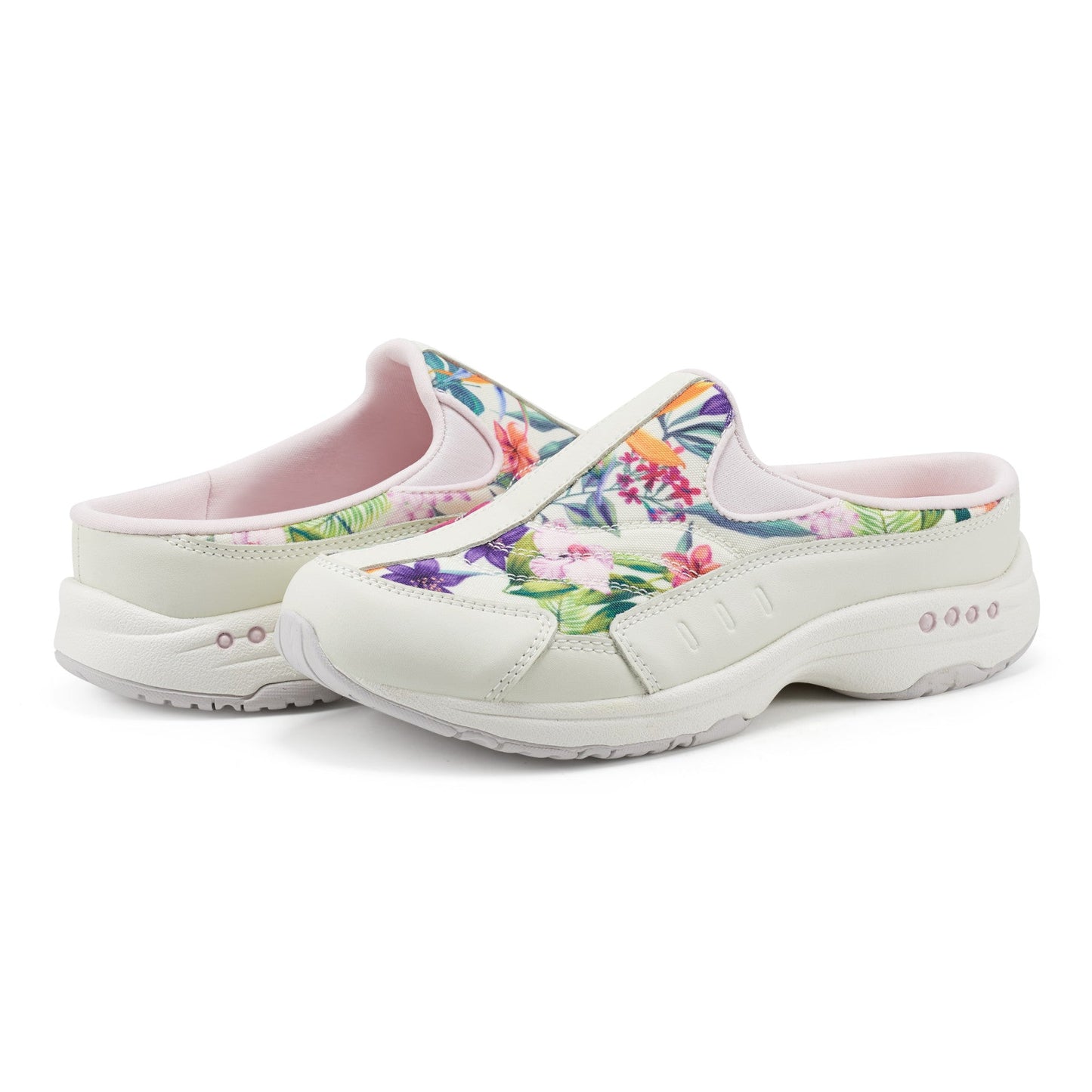 Easy Spirit Traveltime Clogs - Ivory Palm Print