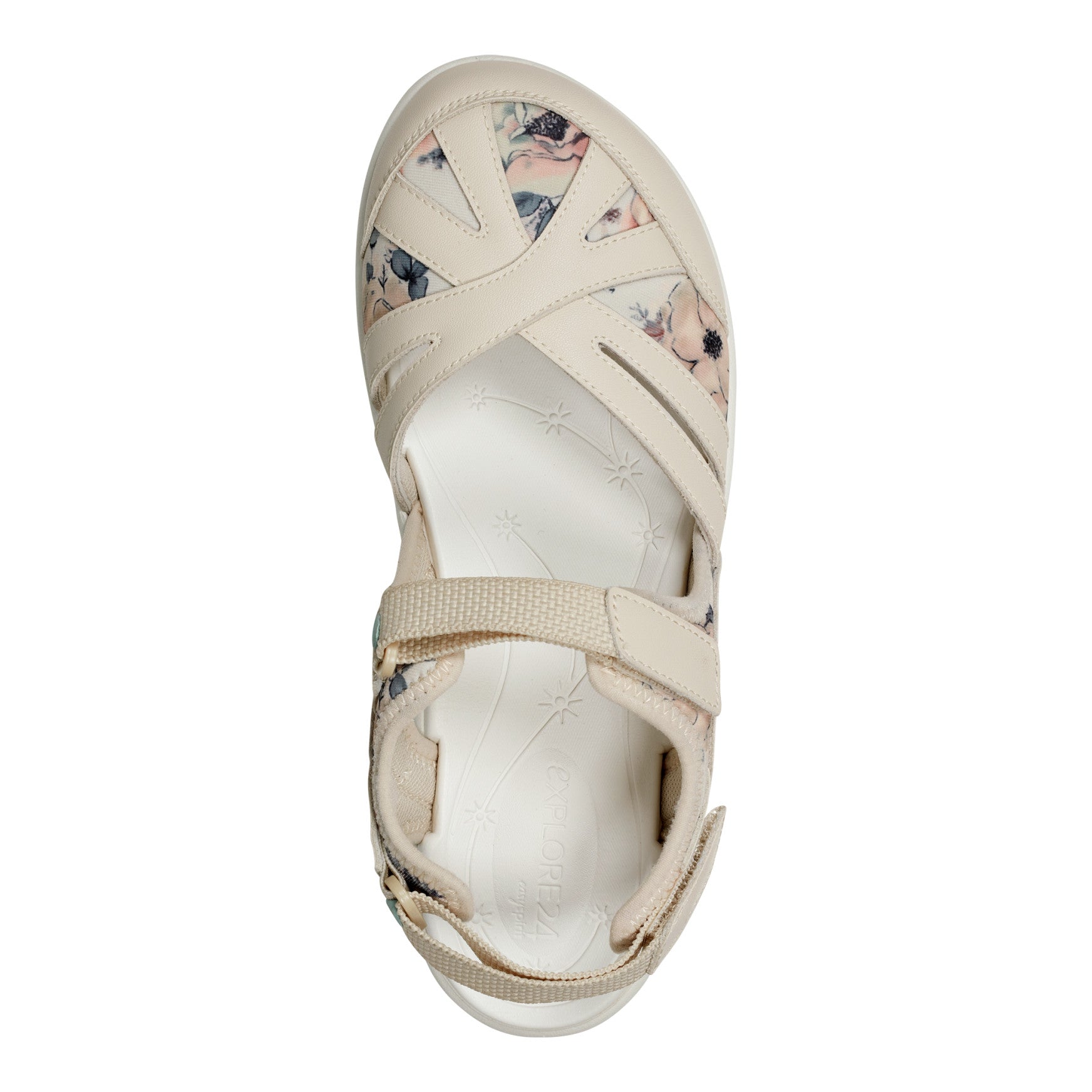 Easy Spirit Splash Flat Hiking Sandals - Ivory Floral
