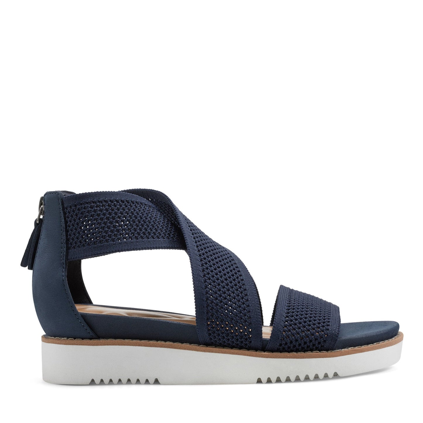 Easy Spirit Wander Flat Sandals - Navy Knit