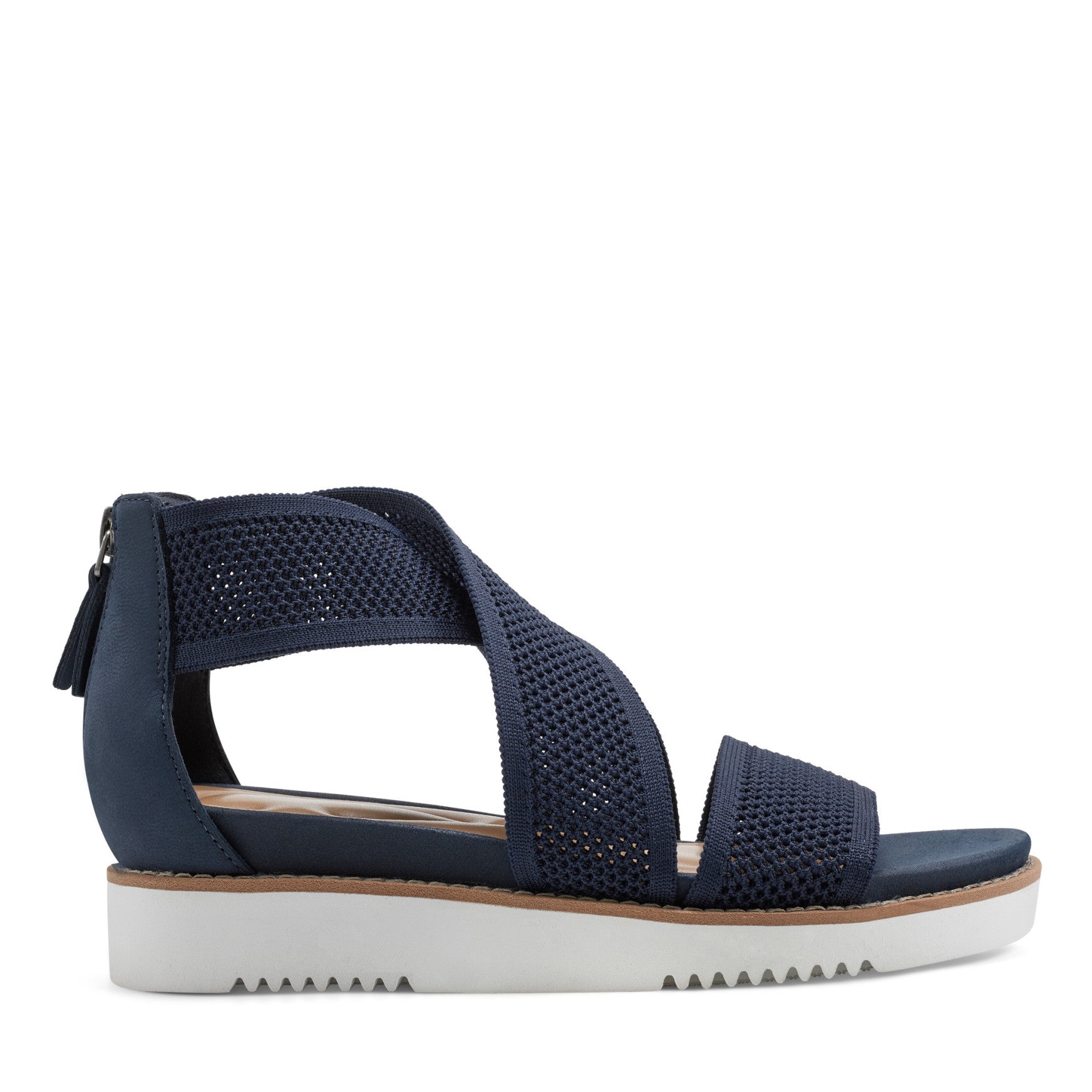 Easy Spirit Wander Flat Sandals - Navy Knit