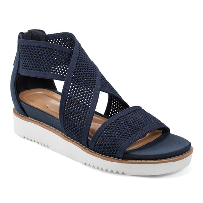 Easy Spirit Wander Flat Sandals - Navy Knit