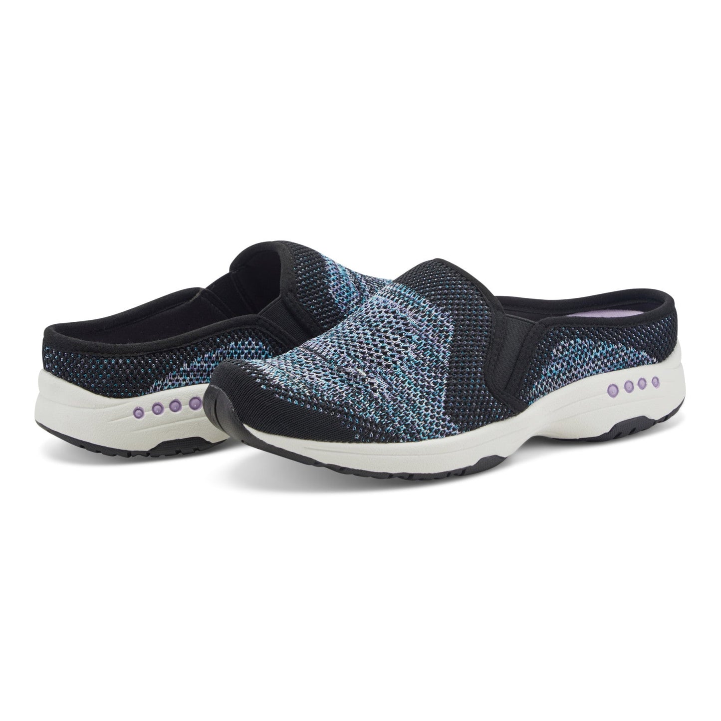 Easy Spirit Takeknit Eco Clogs - Black/Blue Knit