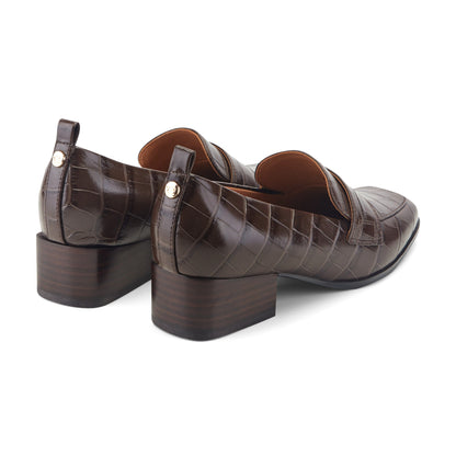 Easy Spirit Darlene Dress Loafers - Brown Croco Leather