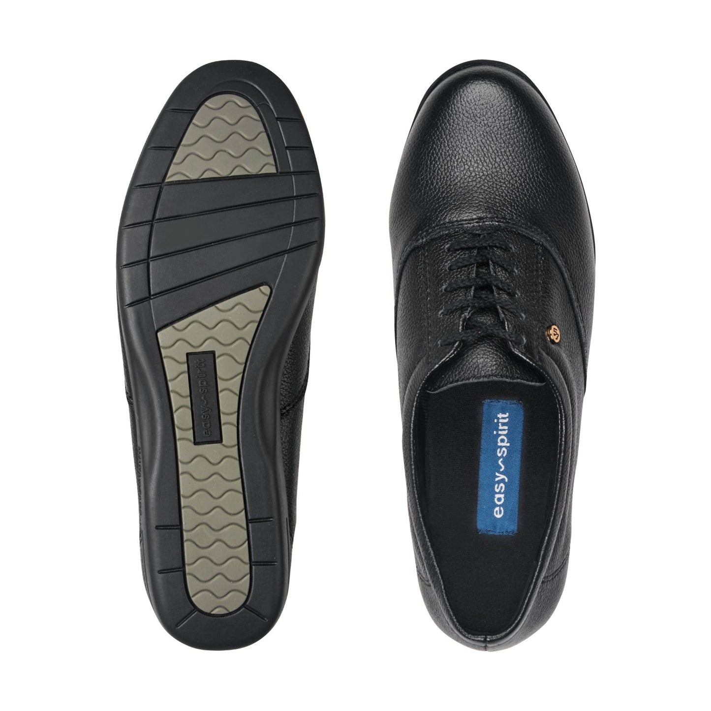 Easy Spirit Motion Leather Oxfords - Black Leather