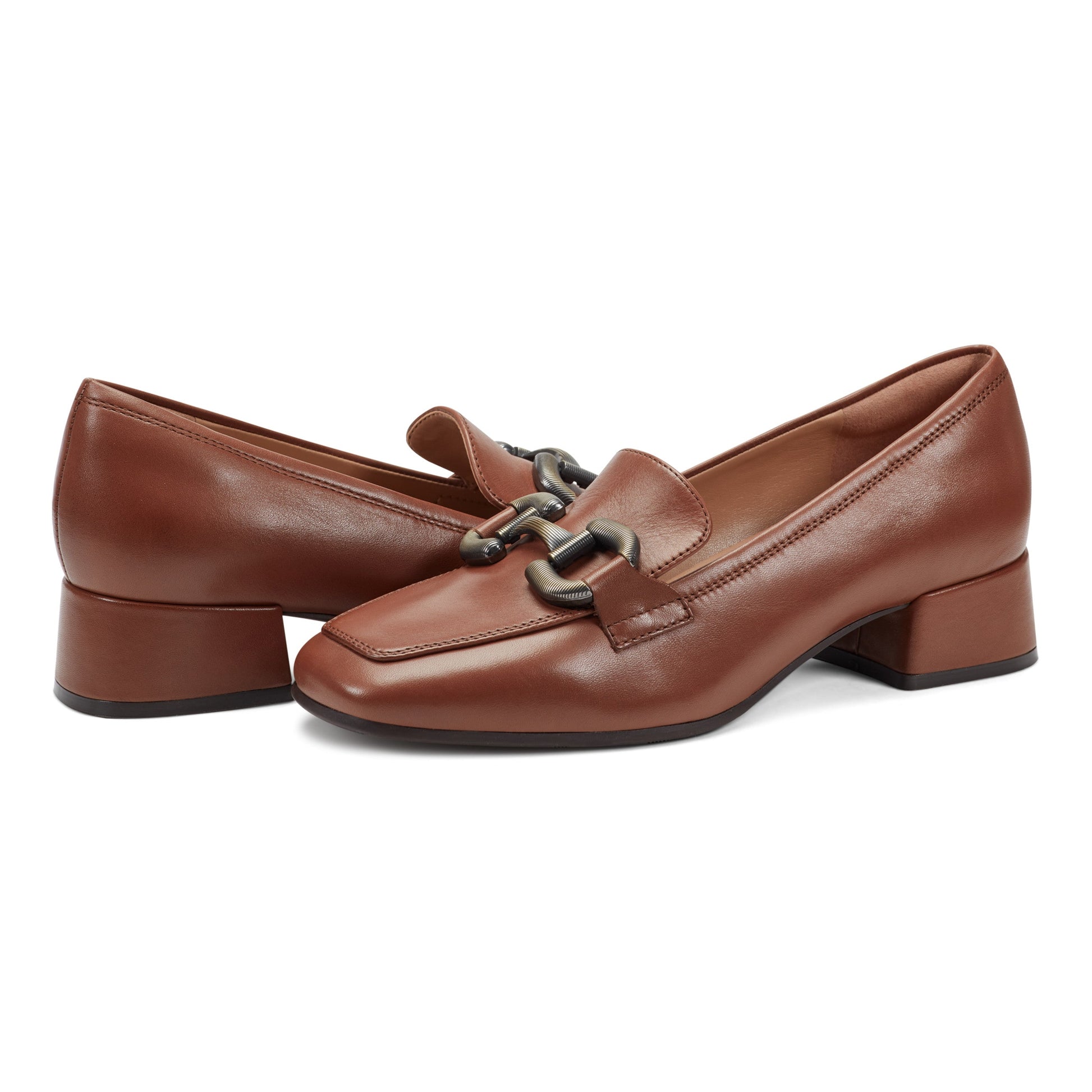 Easy Spirit Franny Dress Loafers - Brown Leather